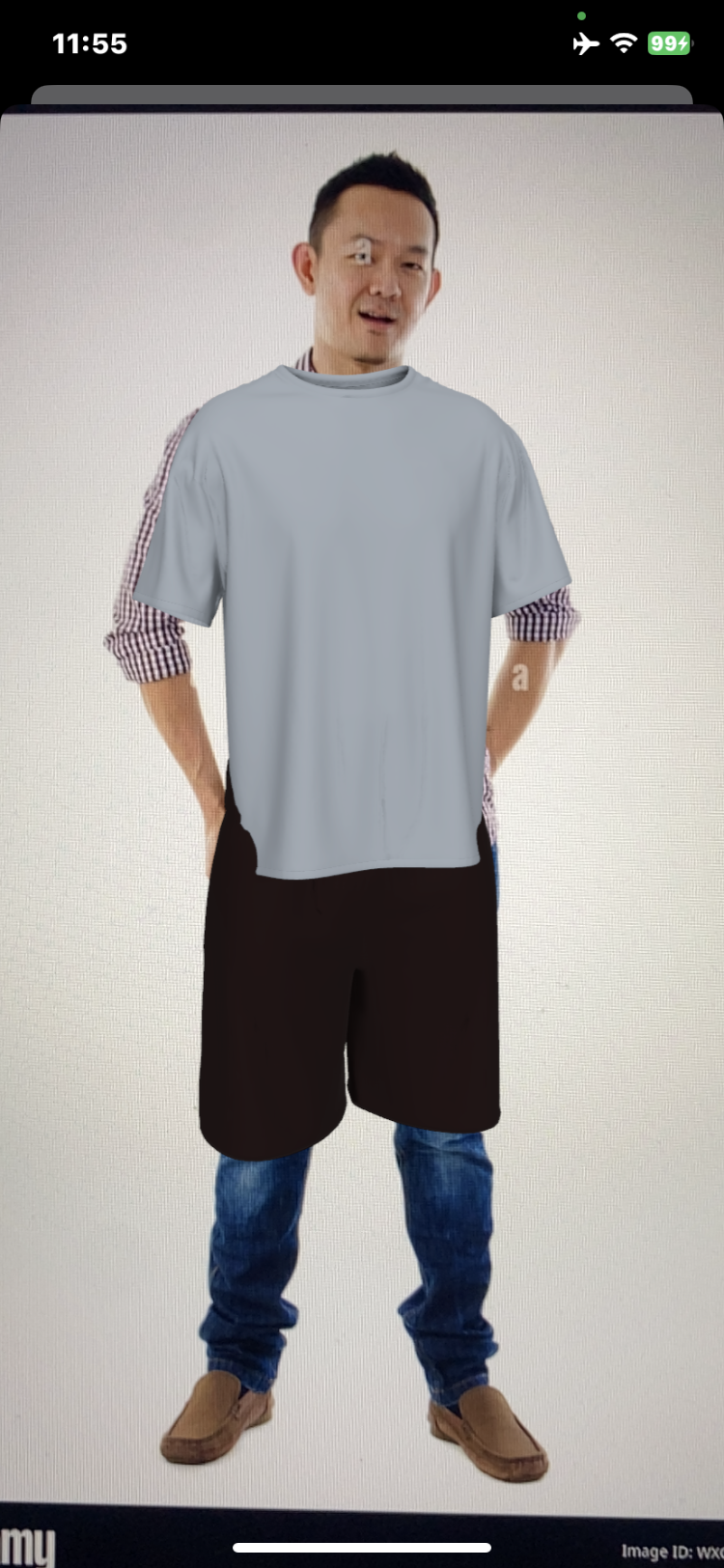 Augmented reality outfit preview running on Styli mobile